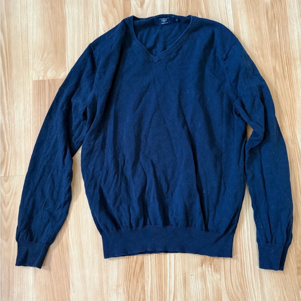 J. Crew Men's Deep Blue V-Neck Sweater